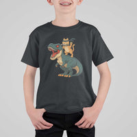 Ninja Cat Riding Dinosaur T Shirt For Kid - Wonder Print Shop