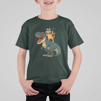 Ninja Cat Riding Dinosaur T Shirt For Kid - Wonder Print Shop