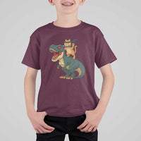 Ninja Cat Riding Dinosaur T Shirt For Kid - Wonder Print Shop