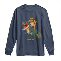Ninja Cat Riding Dinosaur Long Sleeve Shirt - Wonder Print Shop