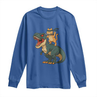 Ninja Cat Riding Dinosaur Long Sleeve Shirt - Wonder Print Shop