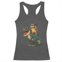 Ninja Cat Riding Dinosaur Racerback Tank Top - Wonder Print Shop