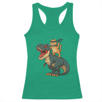 Ninja Cat Riding Dinosaur Racerback Tank Top - Wonder Print Shop