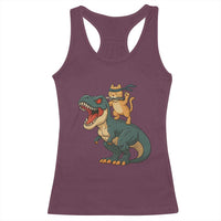 Ninja Cat Riding Dinosaur Racerback Tank Top - Wonder Print Shop