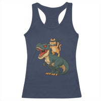 Ninja Cat Riding Dinosaur Racerback Tank Top - Wonder Print Shop