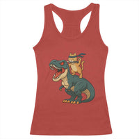 Ninja Cat Riding Dinosaur Racerback Tank Top - Wonder Print Shop