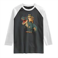 Ninja Cat Riding Dinosaur Raglan Shirt - Wonder Print Shop