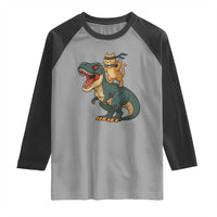 Ninja Cat Riding Dinosaur Raglan Shirt - Wonder Print Shop