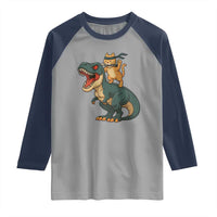 Ninja Cat Riding Dinosaur Raglan Shirt - Wonder Print Shop
