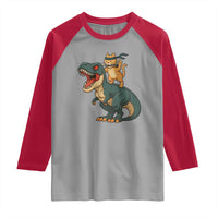 Ninja Cat Riding Dinosaur Raglan Shirt - Wonder Print Shop