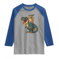 Ninja Cat Riding Dinosaur Raglan Shirt - Wonder Print Shop