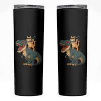 Ninja Cat Riding Dinosaur Skinny Tumbler - Wonder Print Shop