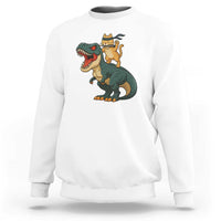 Ninja Cat Riding Dinosaur Sweatshirt - Wonder Print Shop