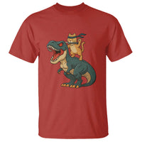 Ninja Cat Riding Dinosaur T Shirt - Wonder Print Shop