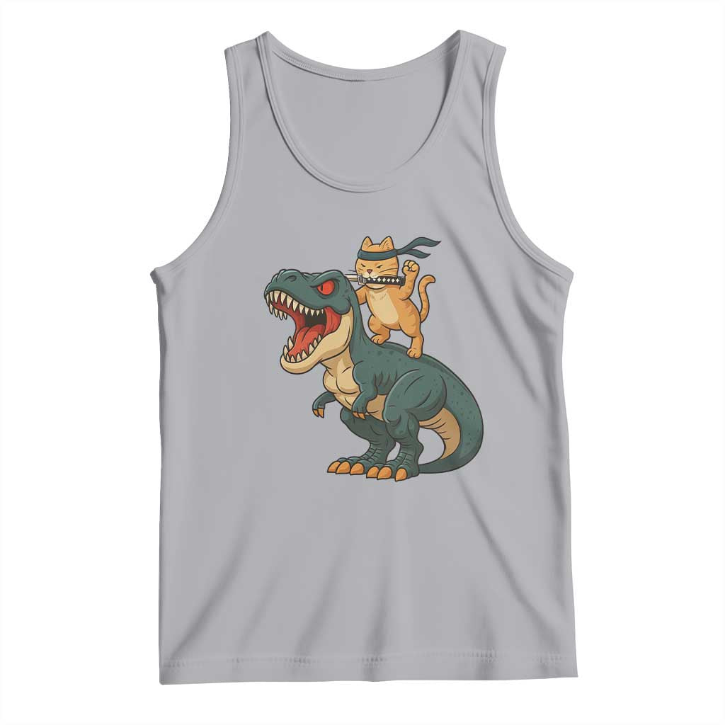 Ninja Cat Riding Dinosaur Tank Top - Wonder Print Shop