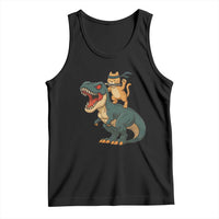 Ninja Cat Riding Dinosaur Tank Top - Wonder Print Shop