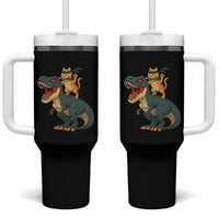 Ninja Cat Riding Dinosaur Tumbler With Handle - Wonder Print Shop