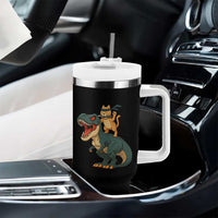 Ninja Cat Riding Dinosaur Tumbler With Handle - Wonder Print Shop