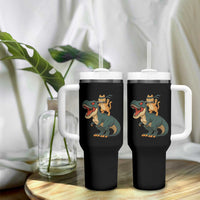 Ninja Cat Riding Dinosaur Tumbler With Handle - Wonder Print Shop