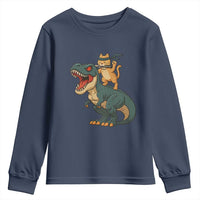 Ninja Cat Riding Dinosaur Youth Sweatshirt - undefined