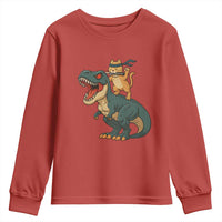 Ninja Cat Riding Dinosaur Youth Sweatshirt - undefined