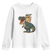 Ninja Cat Riding Dinosaur Youth Sweatshirt - undefined