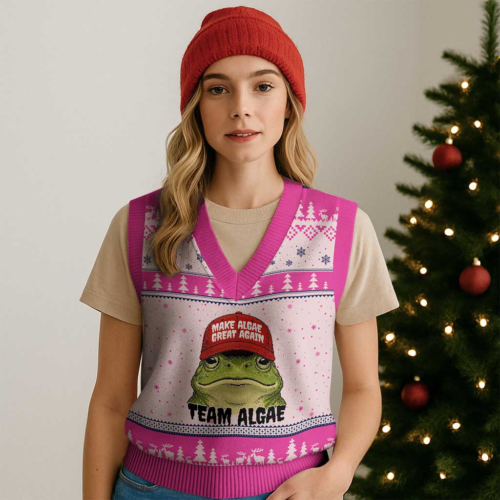 Make Algae Great Again V-Neck Knit Sweater Vest Funny Political Satire Nature Lover Gift