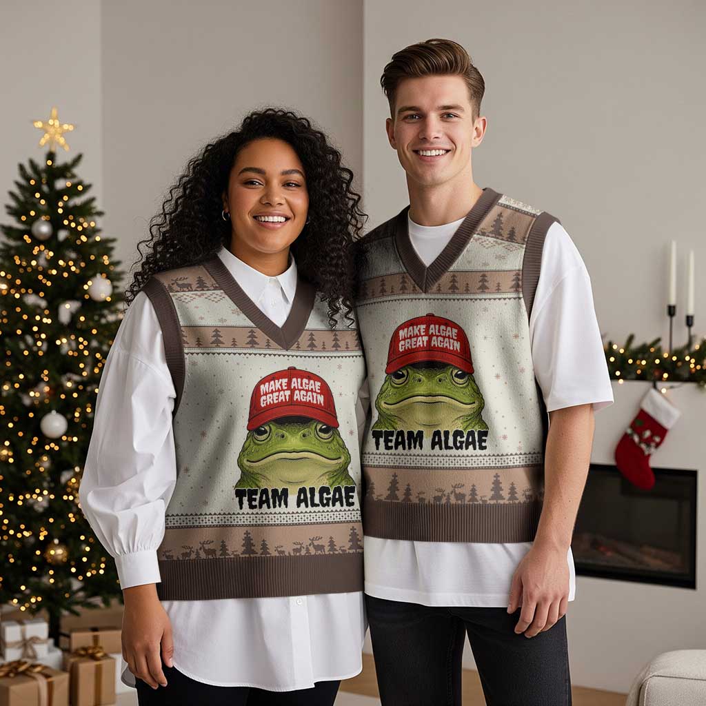 Make Algae Great Again V-Neck Knit Sweater Vest Funny Political Satire Nature Lover Gift