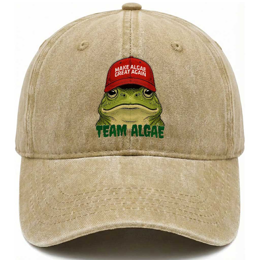 Make Algae Great Again Washed Cotton Baseball Cap Funny Political Satire Nature Lover Gift