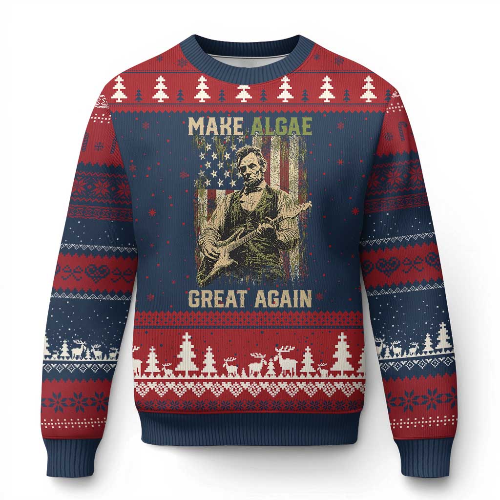 Make Algae Great Again Ugly Christmas Sweater Funny Lincoln Political Satire Humor