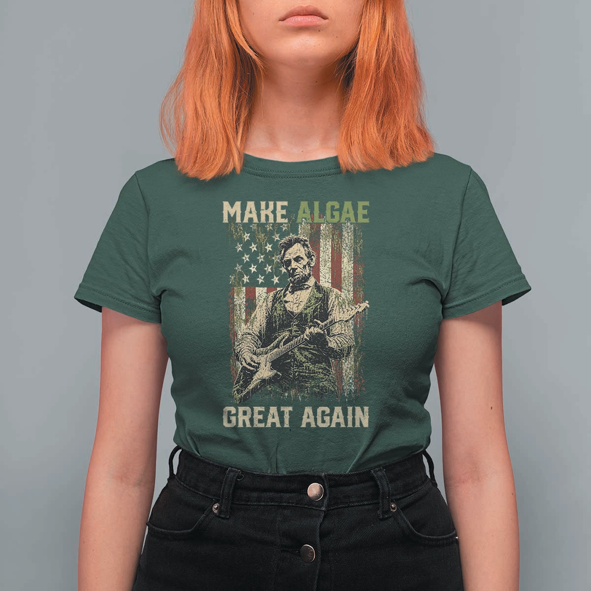 Make Algae Great Again T Shirt For Women Funny Lincoln Political Satire Humor