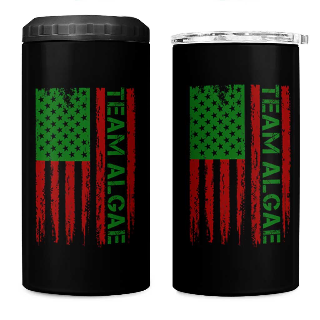 Team Algae 4 in 1 Can Cooler Tumbler Funny Make Algae Great Again American Flag Political Meme
