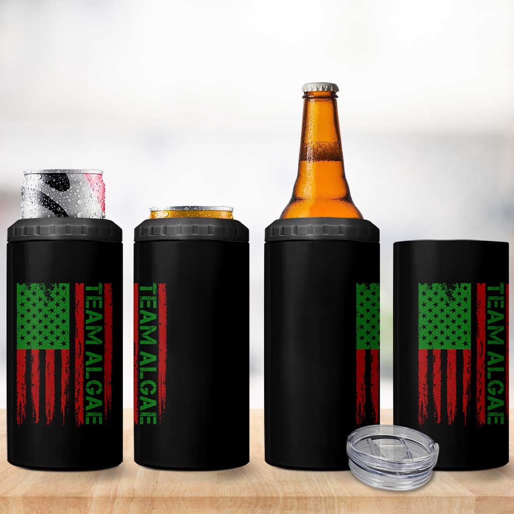 Team Algae 4 in 1 Can Cooler Tumbler Funny Make Algae Great Again American Flag Political Meme