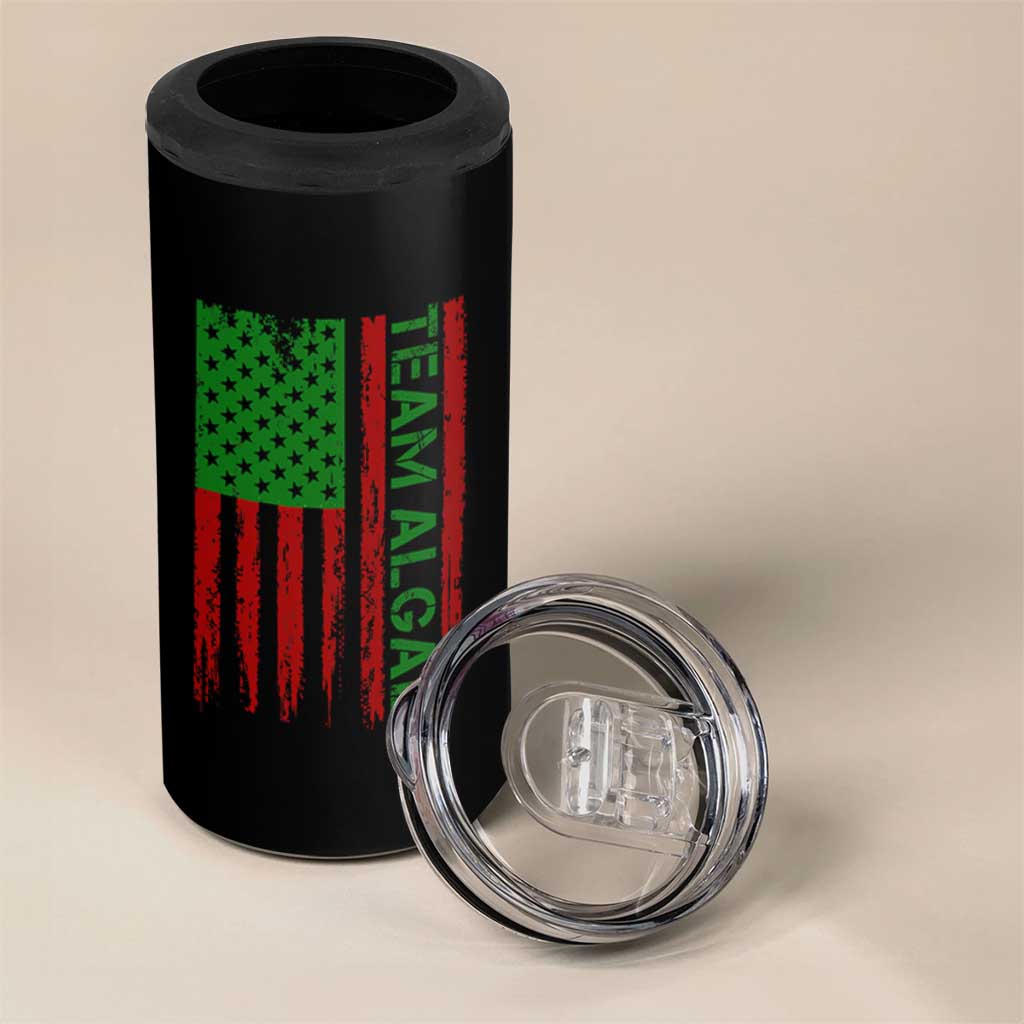 Team Algae 4 in 1 Can Cooler Tumbler Funny Make Algae Great Again American Flag Political Meme
