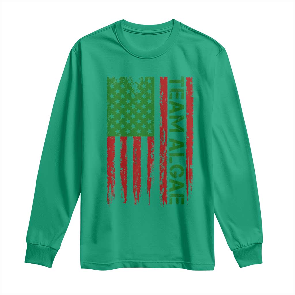 Team Algae Long Sleeve Shirt Funny Make Algae Great Again American Flag Political Meme