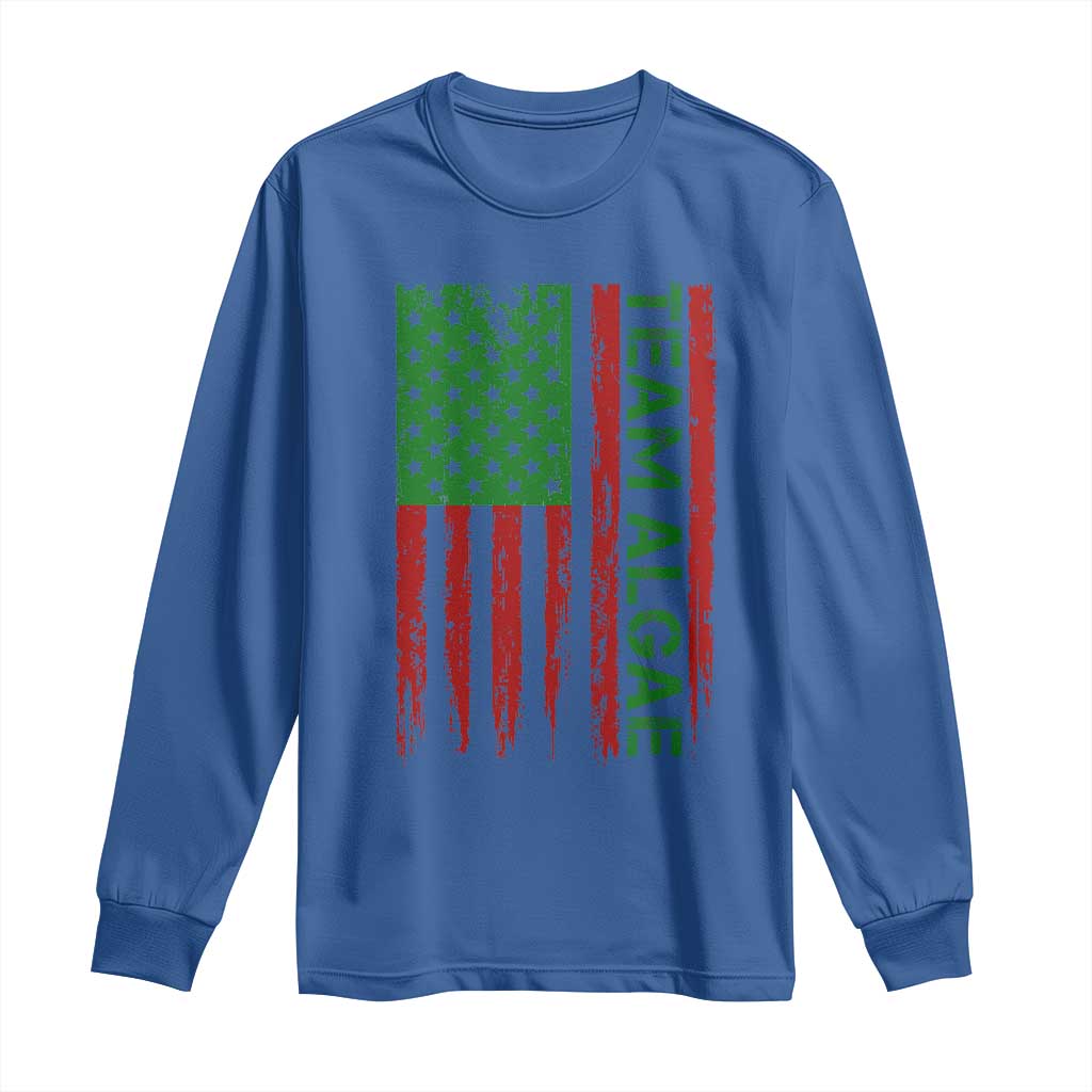 Team Algae Long Sleeve Shirt Funny Make Algae Great Again American Flag Political Meme