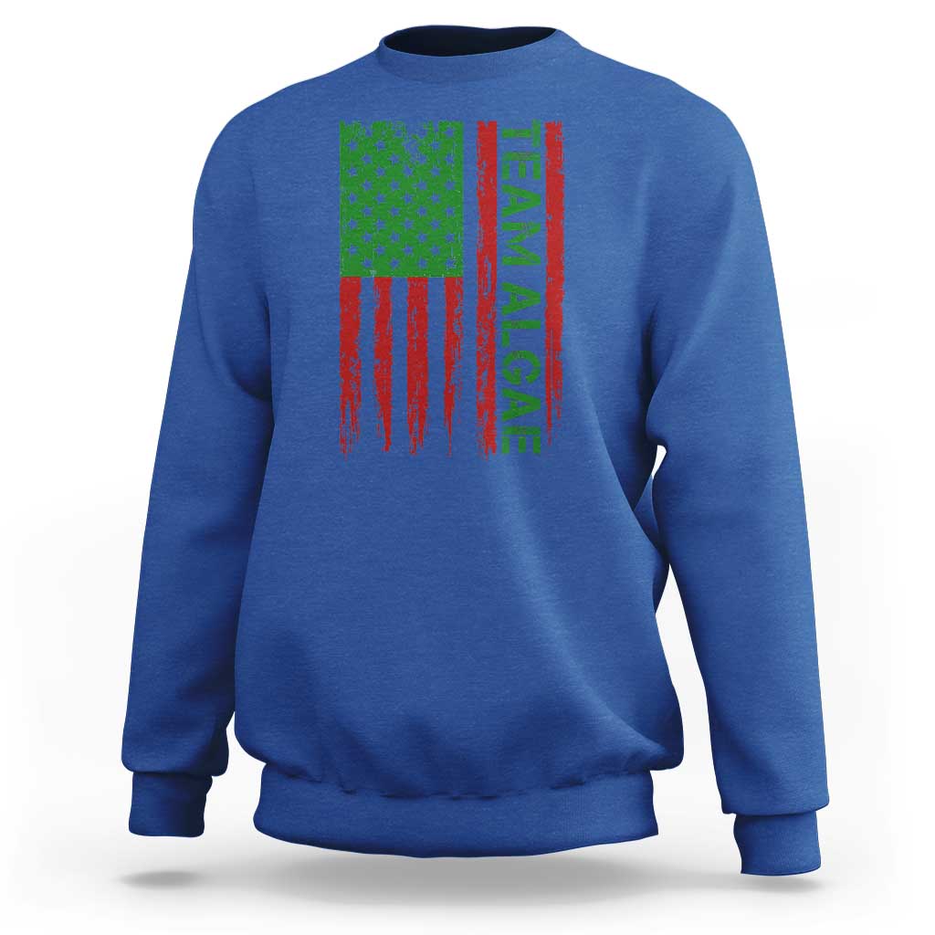Team Algae Sweatshirt Funny Make Algae Great Again American Flag Political Meme