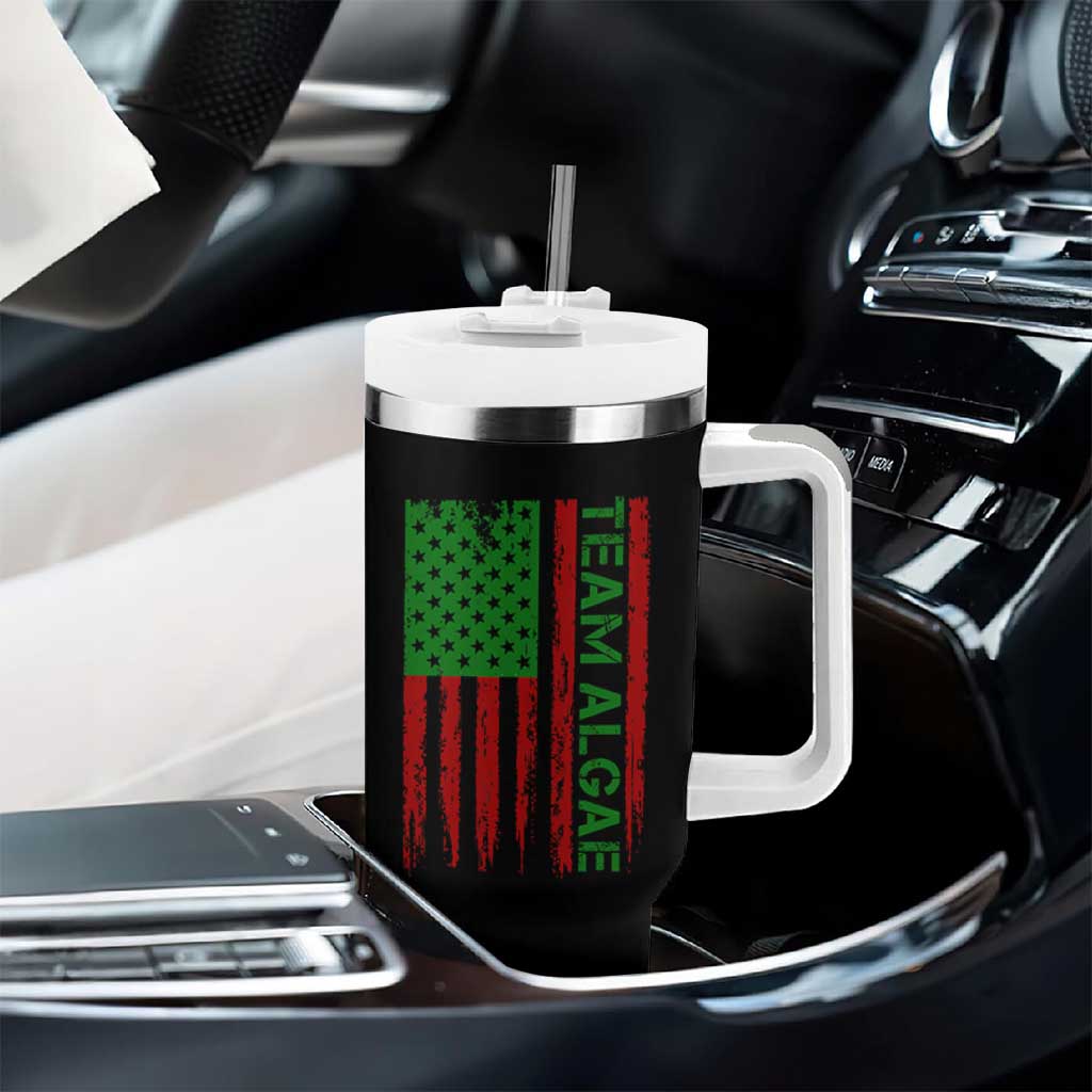 Team Algae Tumbler With Handle Funny Make Algae Great Again American Flag Political Meme