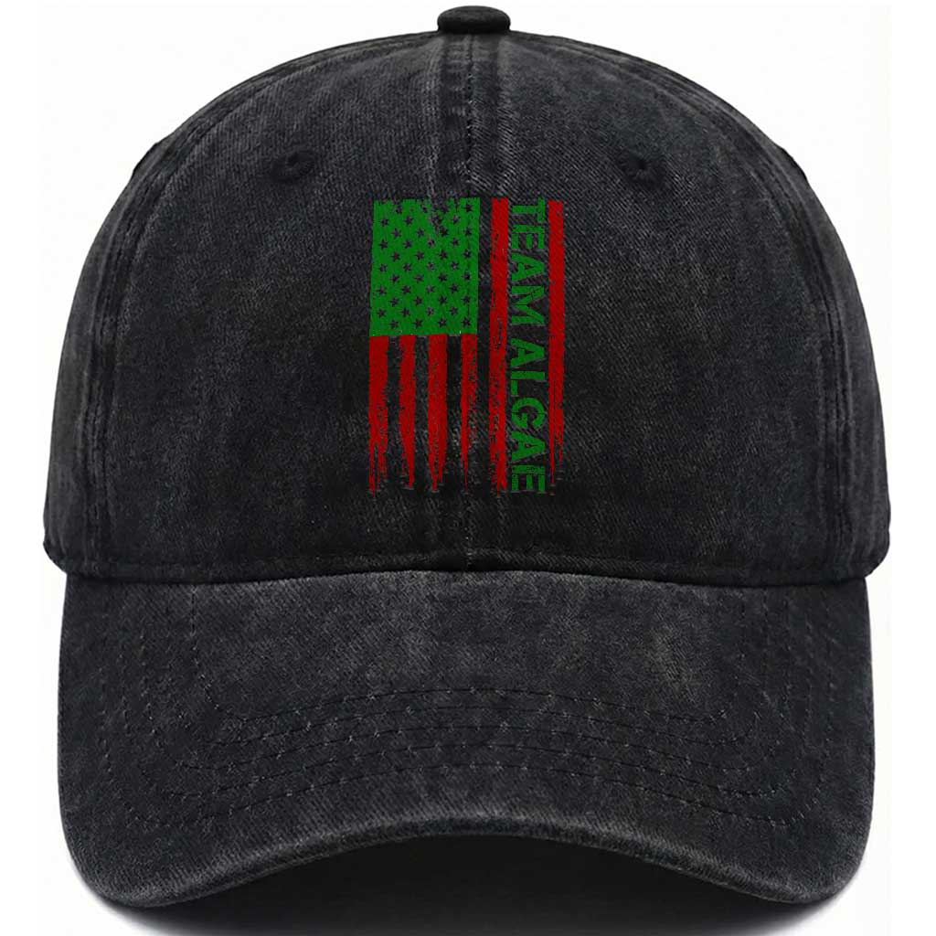 Team Algae Washed Cotton Baseball Cap Funny Make Algae Great Again American Flag Political Meme