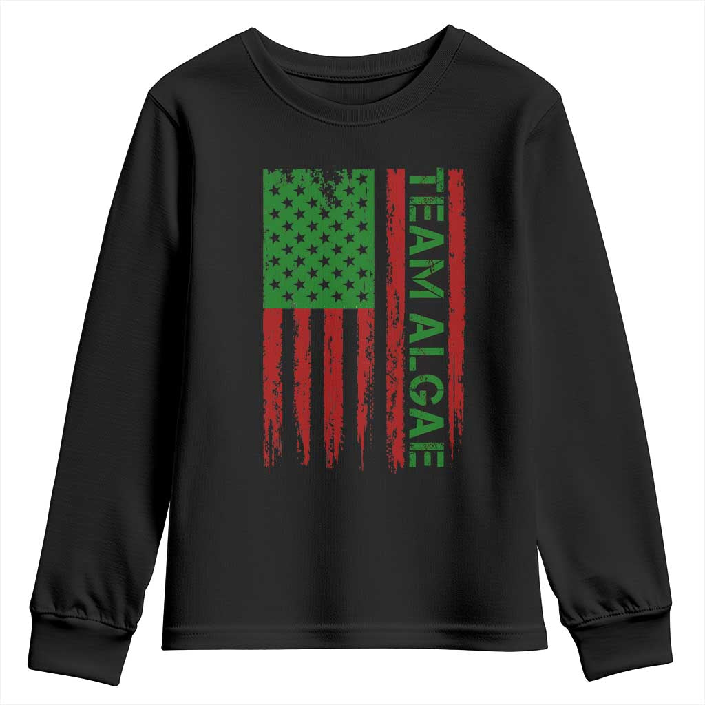Team Algae Youth Sweatshirt Funny Make Algae Great Again American Flag Political Meme