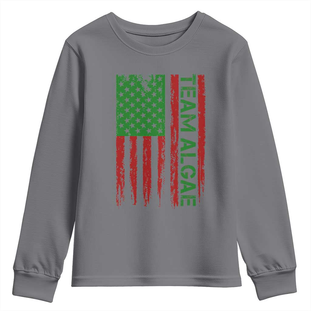Team Algae Youth Sweatshirt Funny Make Algae Great Again American Flag Political Meme