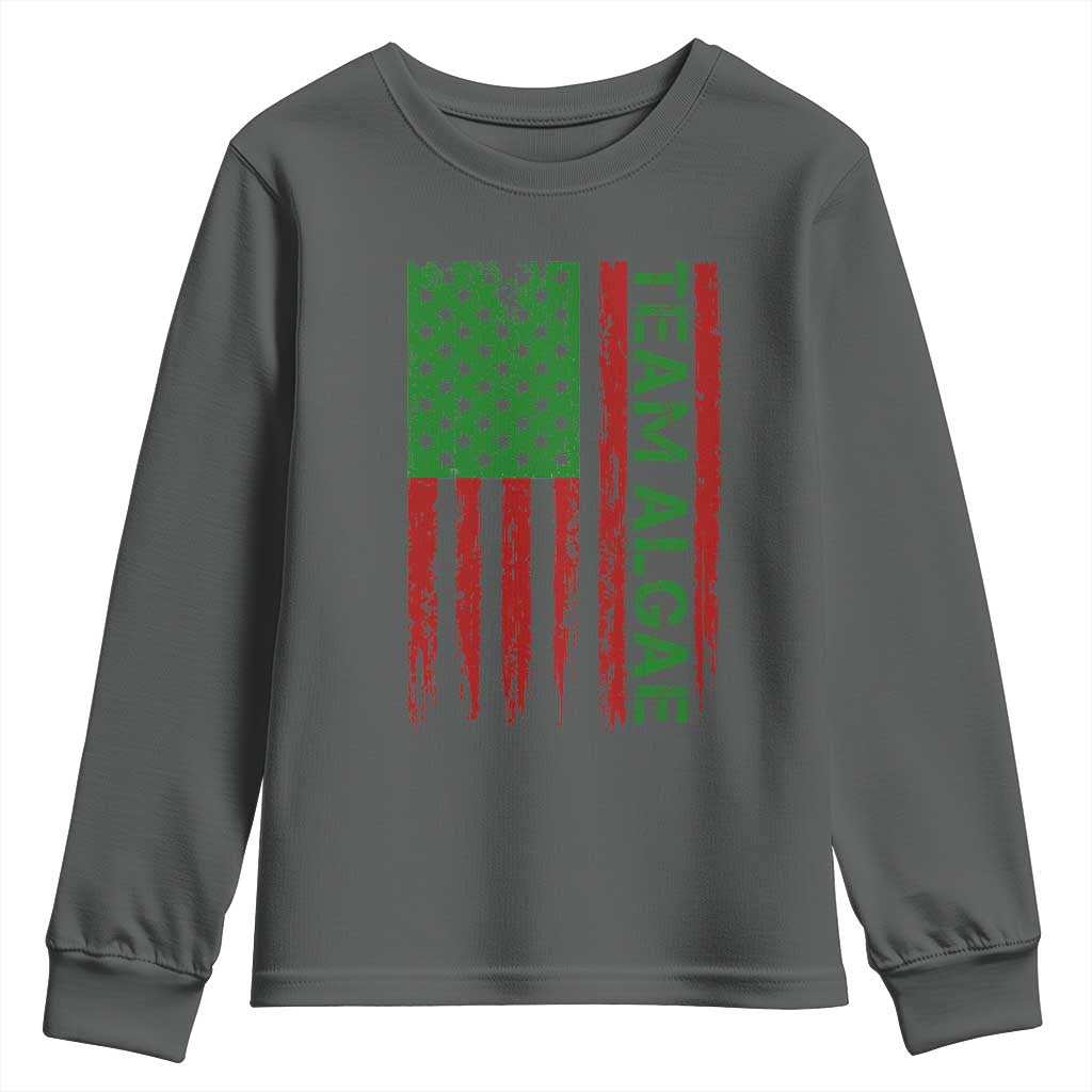 Team Algae Youth Sweatshirt Funny Make Algae Great Again American Flag Political Meme