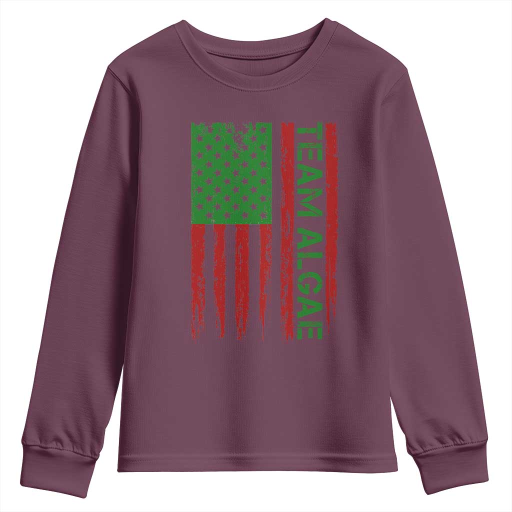 Team Algae Youth Sweatshirt Funny Make Algae Great Again American Flag Political Meme