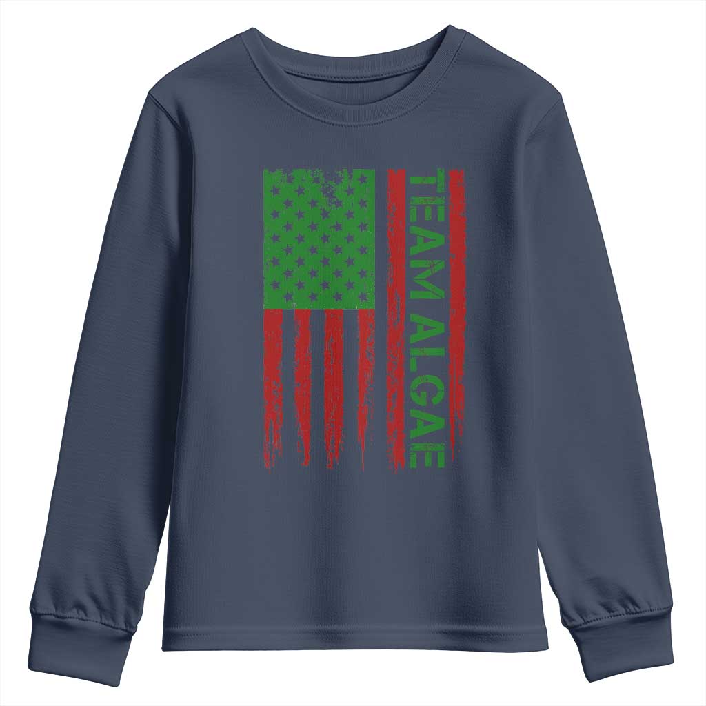 Team Algae Youth Sweatshirt Funny Make Algae Great Again American Flag Political Meme