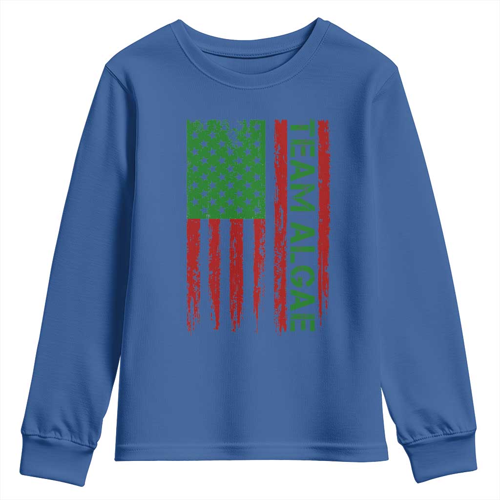 Team Algae Youth Sweatshirt Funny Make Algae Great Again American Flag Political Meme