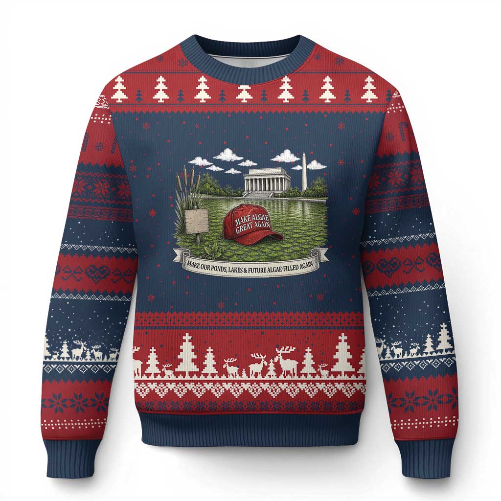 Make Algae Great Again Ugly Christmas Sweater Funny Political Satire Humor