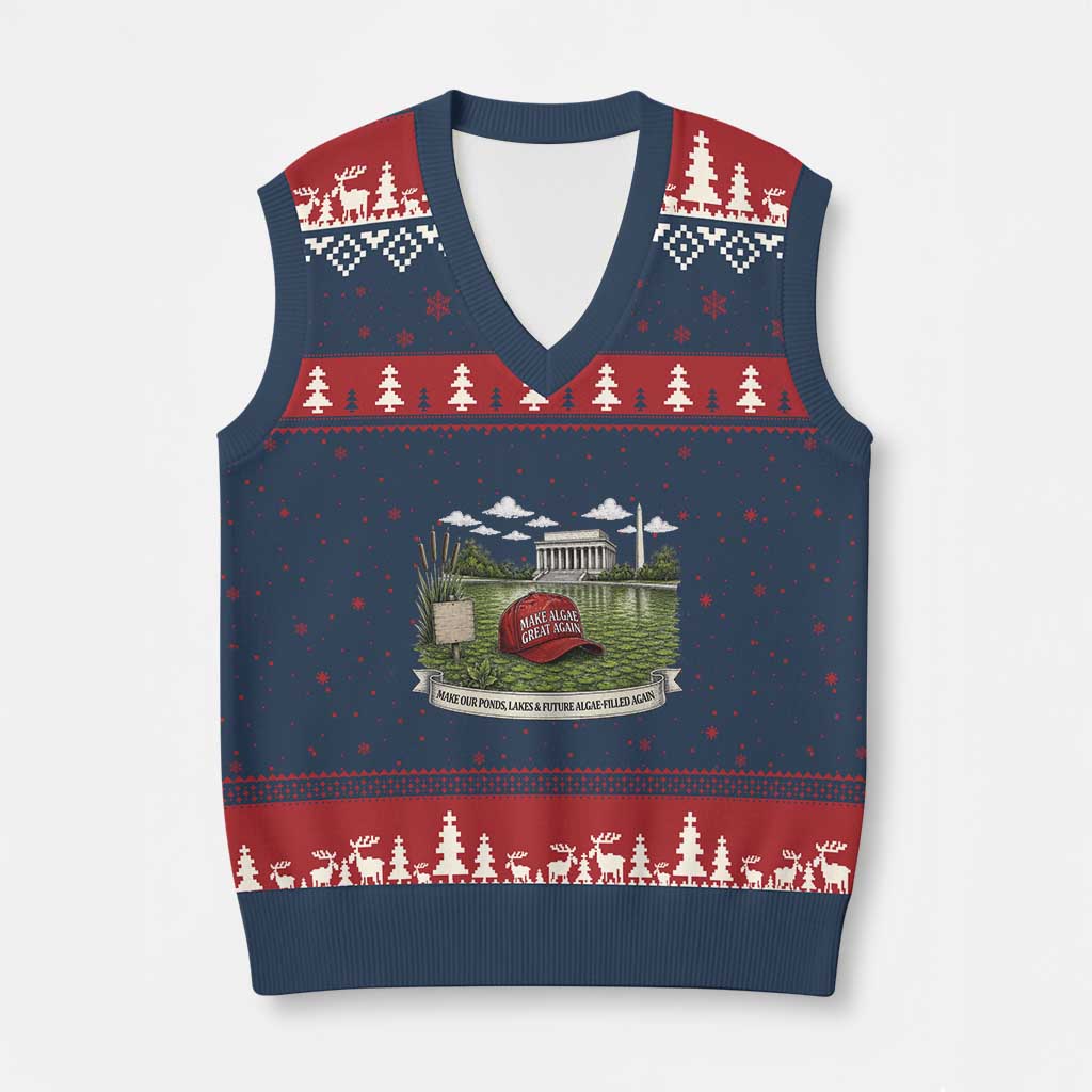 Make Algae Great Again V-Neck Knit Sweater Vest Funny Political Satire Humor