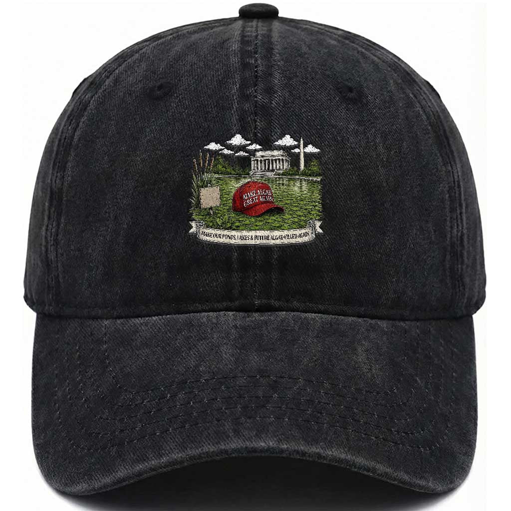 Make Algae Great Again Washed Cotton Baseball Cap Funny Political Satire Humor