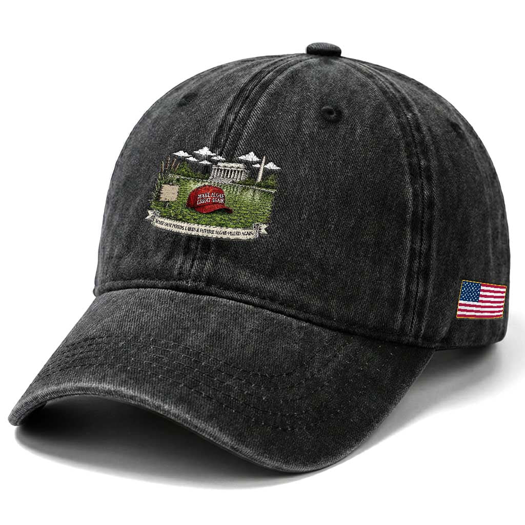 Make Algae Great Again Washed Cotton Baseball Cap Funny Political Satire Humor