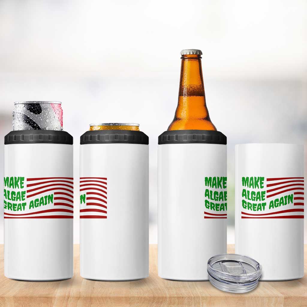 Make Algae Great Again 4 in 1 Can Cooler Tumbler Funny Political Satire American Flag Meme